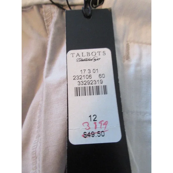 TALBOTS Womens Size 12 Khaki Beige Cotton Blend Flat Front Bermuda Shorts NWT - Picture 7 of 10